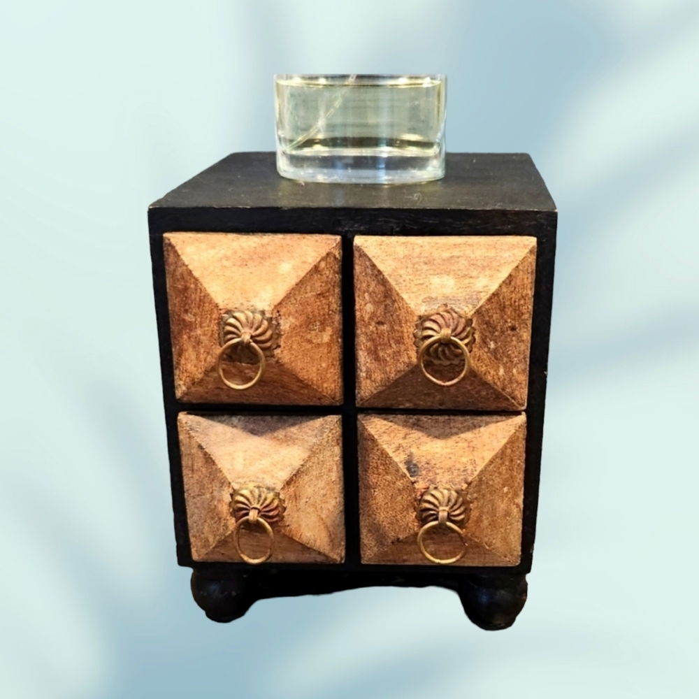 Wooden 4 drawer accent / trinket box - 6"x6"x6" - Picture 7 of 10